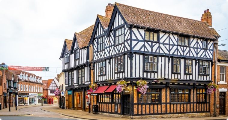 Tudor style houses in Stratford-upon-Avon
